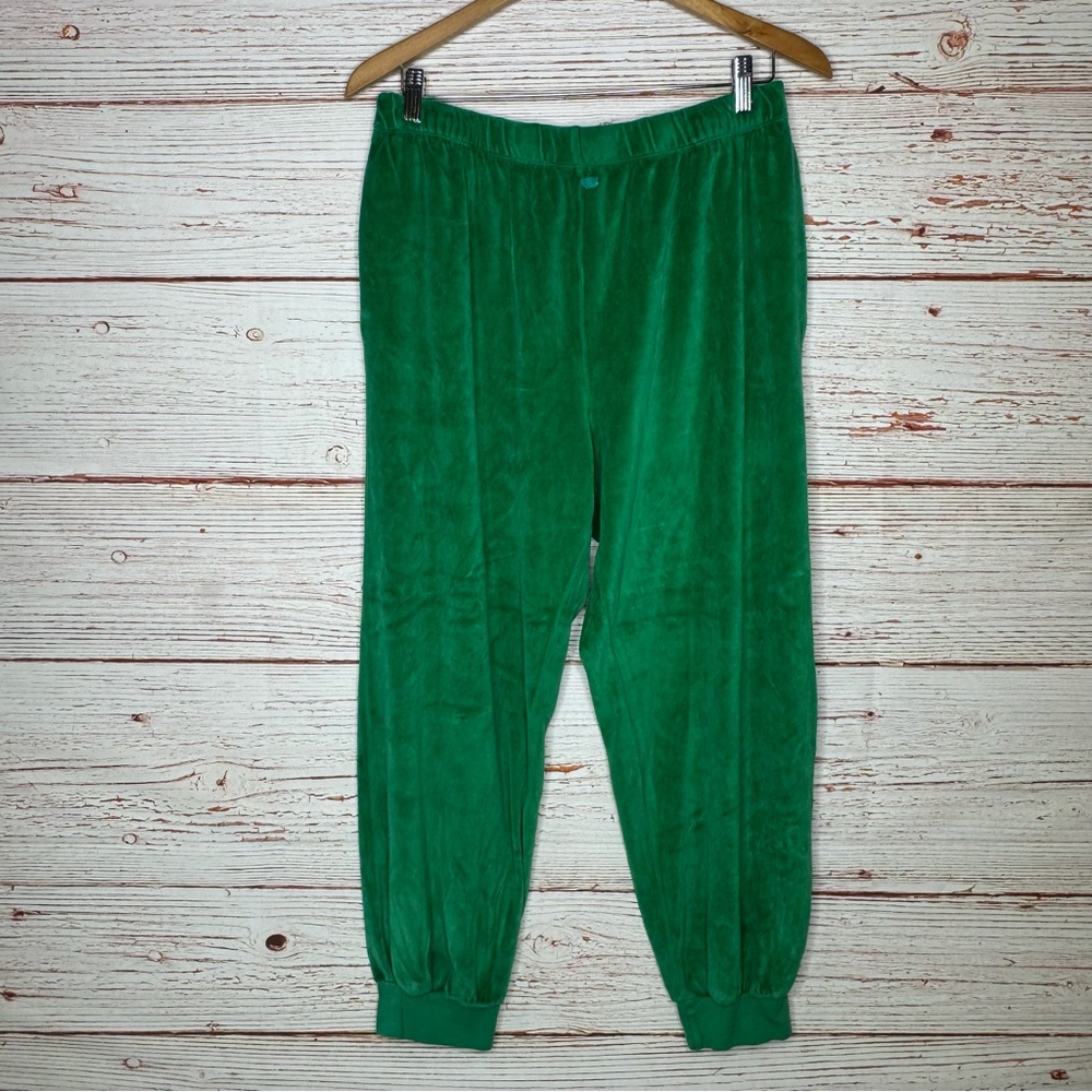 New Suzie Kondi Patmos High Rise Pocket Pants in Jellybean Green Velour Sz L - Picture 2 of 7